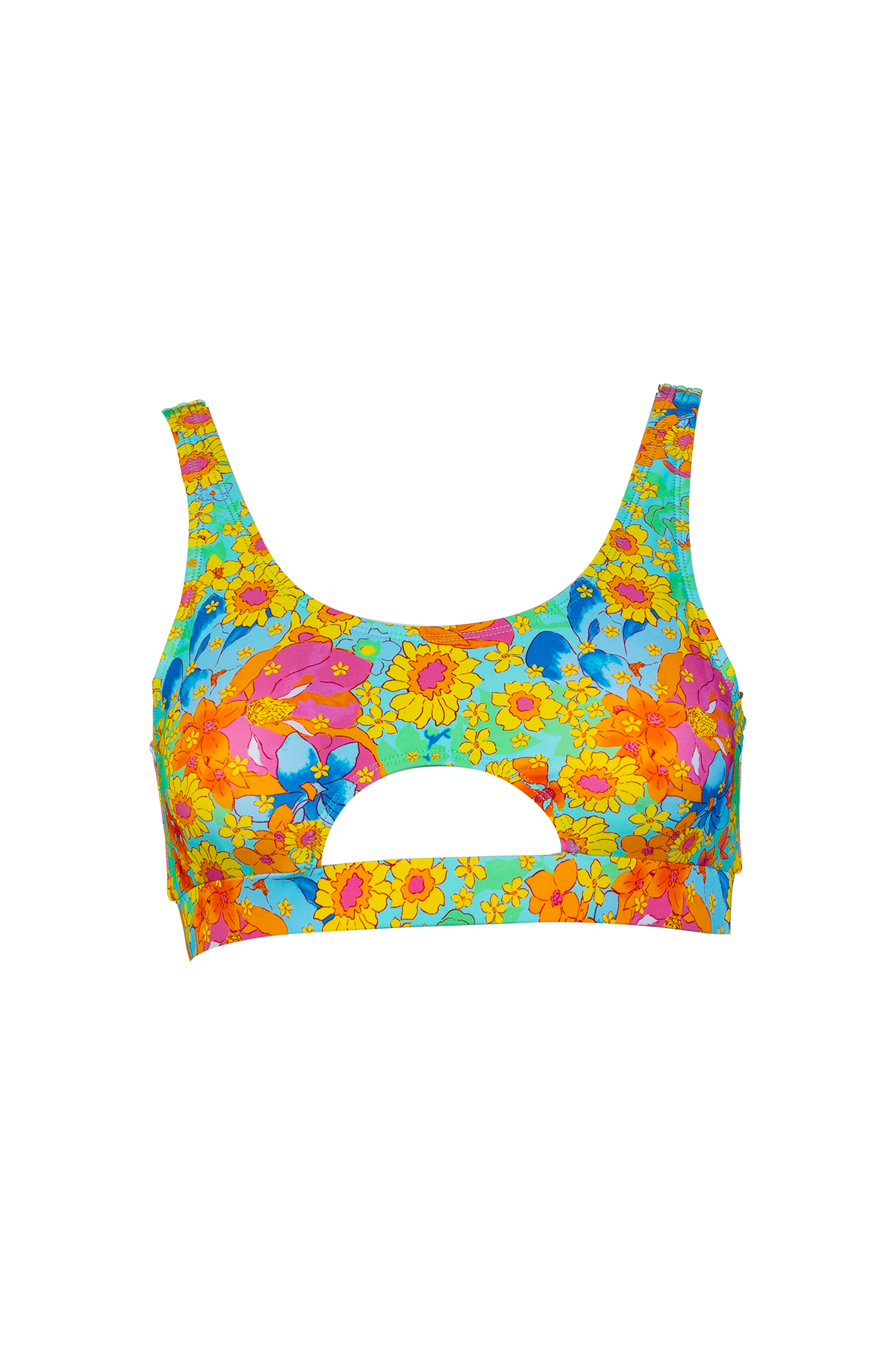 Daisy Carnival Scoop Front Cutout Bralette Top