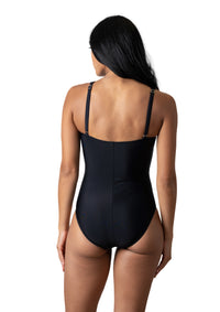 Black Missy Ruched Front One Piece
