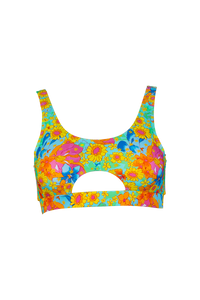 Daisy Carnival Scoop Front Cutout Bralette Top