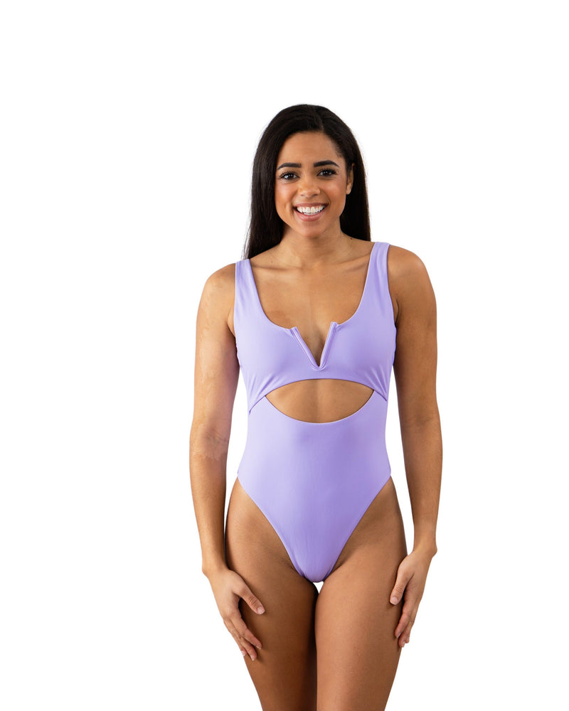 Solid Lilac V Front One Piece